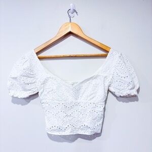 STREETWEAR SOCIETY White cropped top English embroidery